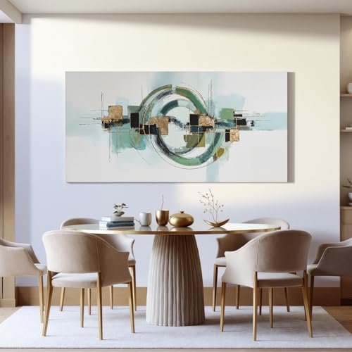 YISXINOAG Sage Green Gold Geometric Wall Art Minimalist Abstract 24"X48" - Image 6