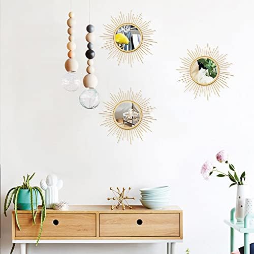 3 Pack Metal Mirrors for Wall Gold Sunburst Wall Mirror Home Decor Wall Art - Image 7