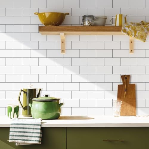 Vamos Tile 100-Piece Glossy Pure White Peel and Stick Backsplash Tile, Stick on - Image 4