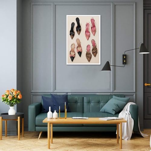 Pink Heel Leopard Posters Trendy Bow Leopard Heels Canvas Wall Art Coquettish - Image 3