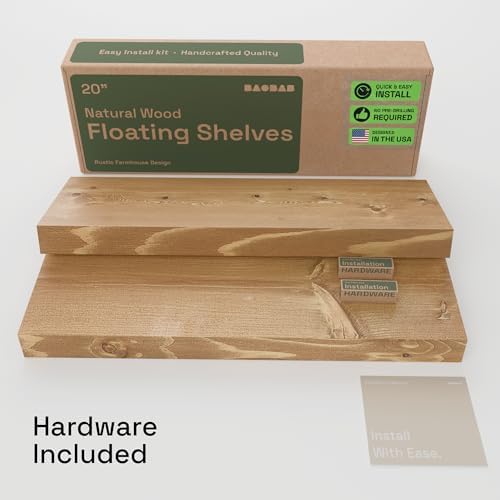 Natural Wood Floating Shelves for Wall 20 Inch Oak, Wooden Bathroom Shelf - Image 6