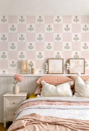 Guvana Pink Floral Peel and Stick Wallpaper Boho Contact Paper Vintage Floral - Image 4