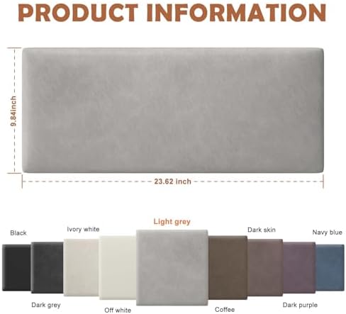 IFNOW Wall Mounted Headboard, Peel and Stick Panels, Light Grey - Image 2
