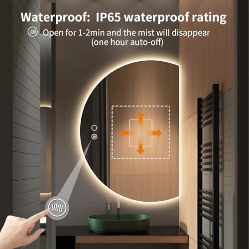 35"x25" Half Moon LED Bathroom Mirror - Image 6