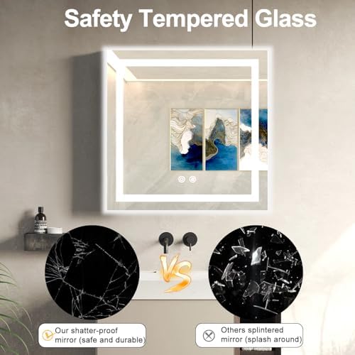36 X 36 Inch Square LED Bathroom Vanity Mirror, 3 Colors Light Dimmable - Image 6