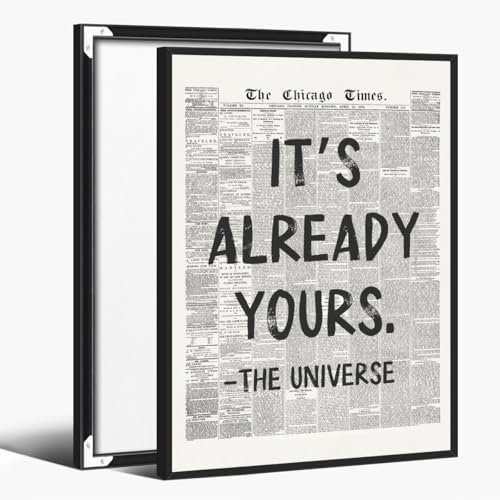 Black And White Retro Newspaper Wall Art Trendy Inspirational Universe Quote by Unknown
