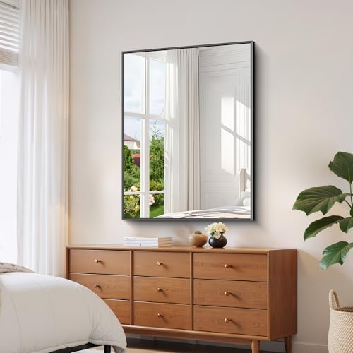 YIROMAN Bathroom Mirror for Wall 48"x36", Large Matte Black Bathroom Mirror - Image 4