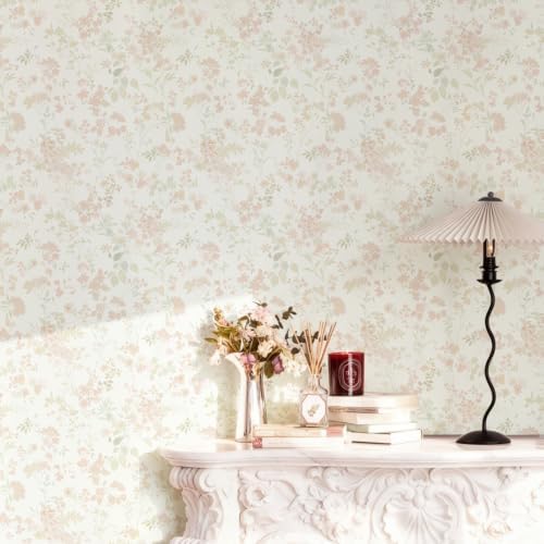 Ismoon Peel and Stick Wallpaper Pink Floral Contact Paper 17.3 x 393in by Ismoon