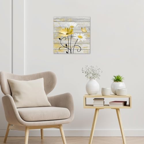 HVEST Farmhouse Yellow Floral Wall Art - Image 4