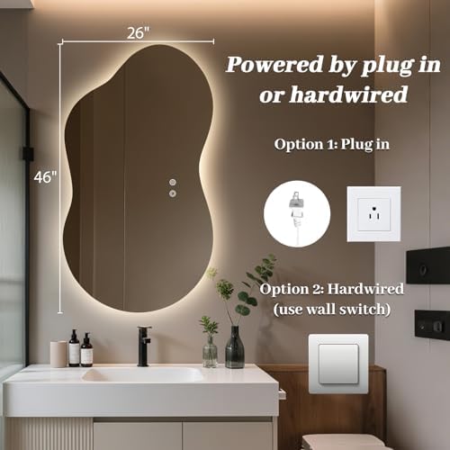 WallBeyond 46"x26" Asymmetrical Bathroom Mirror - Image 6