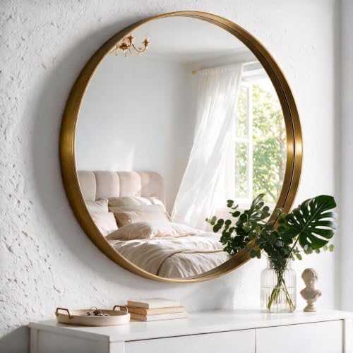 DUMOS Round Wall Mirror 28 Inch, Bathroom Wall Circle Mirror by DumosLifestyle