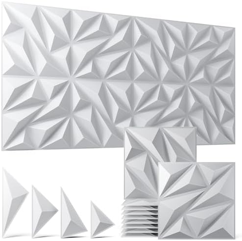 3D Wall Panels White 16 Pack by ZELMINE