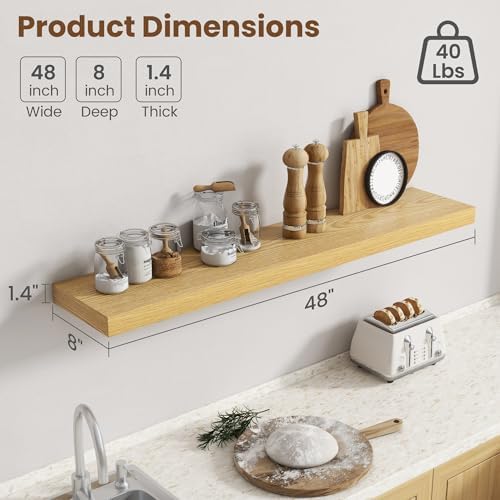 48 Inch Floating shelves for Wall, 8 Inch Deep, Invisible Brackets - Image 3