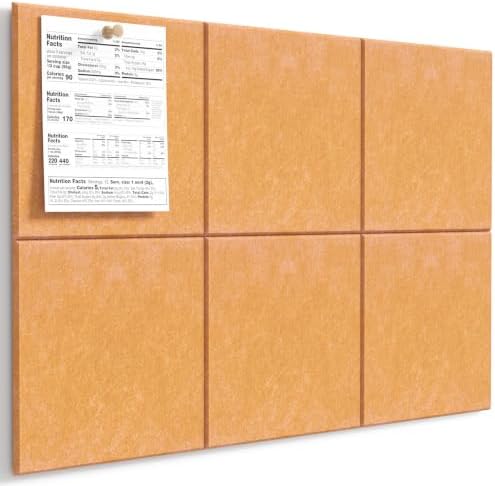 MaxGear Felt Bulletin Board 36" x 24", Mustard Yellow 6 Pack Felt Wall Tile by MaxGear