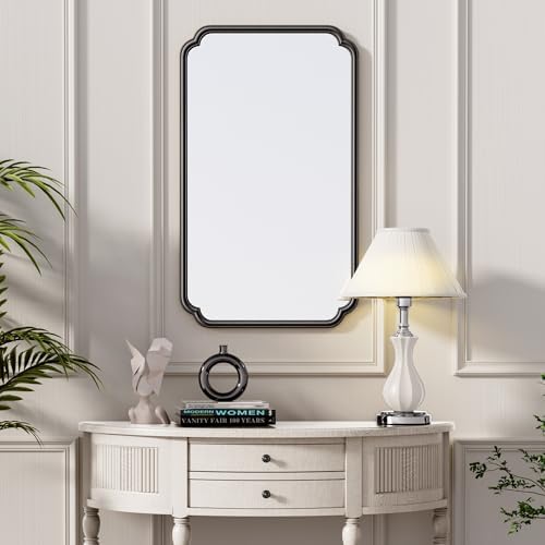 Ferytange 26"x40" Rustproof Bathroom Mirror Black, Round Corner Metal Frame - Image 5