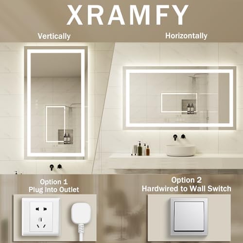 XRAMFY 55''X30'' LED Bathroom Mirror, Wall Mirror - Image 5
