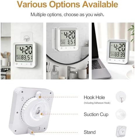 Shower Clock Waterproof, Bathroom Digital Clock - Image 4