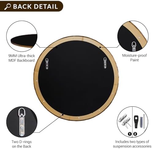 ANDY STAR 24 Inch Hand-Forged Round Gold Mirrors, Solid Steel Frame Antique - Image 5