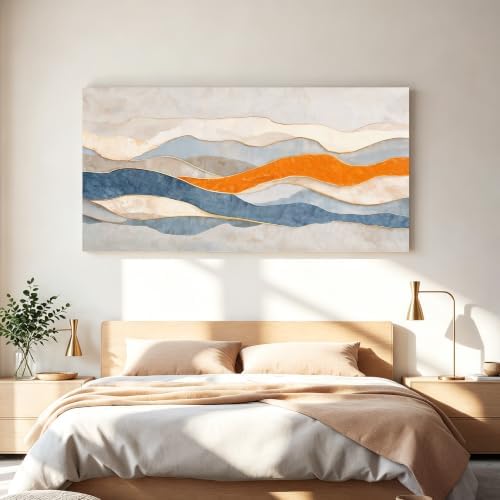 Tsomzxng Large Blue And White Abstract Wall Art - Image 5