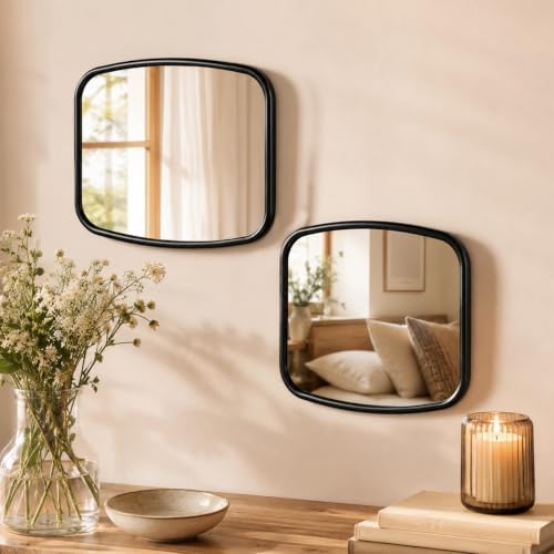 2 Pack Rounded Square Wall Mirror, Aesthetic Curved Edge Vanity Mirror by OPULINEA