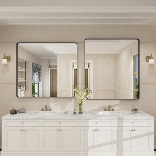 40x36 Inch Black Metal Framed Bathrrom Mirror - Image 5