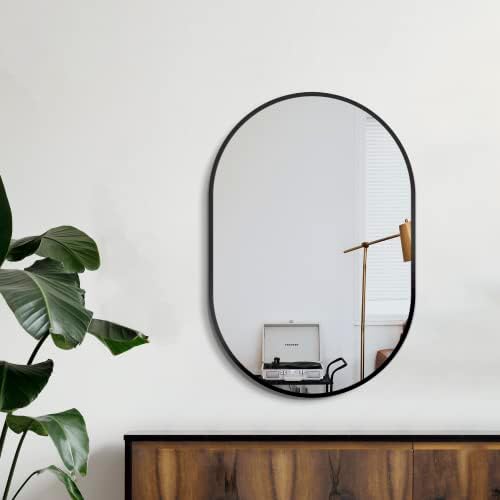 Delma 30x20 Black Oval Bathroom Mirror - Image 3