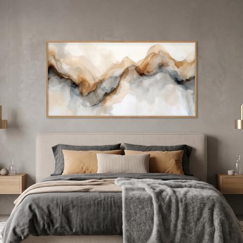 Abstract Neutral Watercolor Framed Canvas Wall Art Set -20"×40" - Image 4