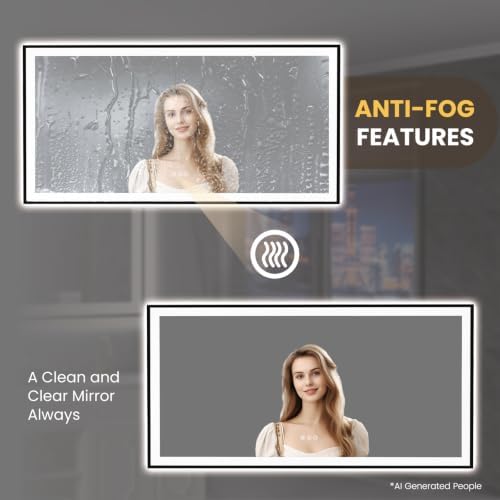 LOAAO 72"X36" LED Bathroom Mirror Black Framed - Image 4