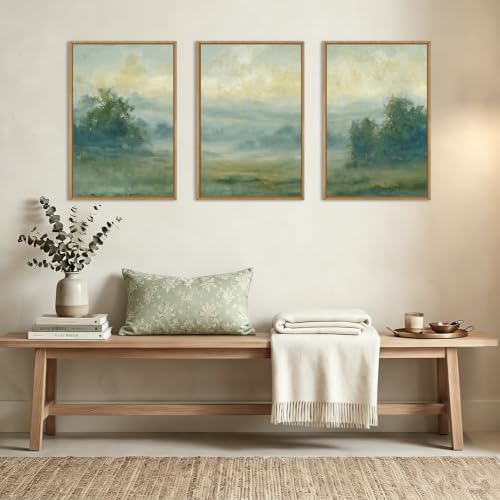 HLNIUC Green Abstract Minimalist Framed Canvas Wall Art, Large Neutral - Image 6