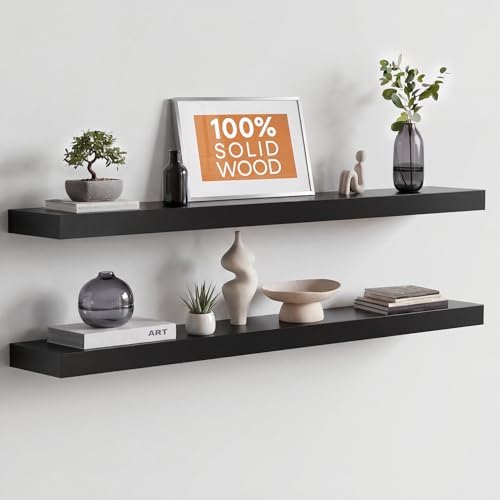 Homeforia 42 Inch Floating Shelves, High-End Solid Pine Wood by Homeforia