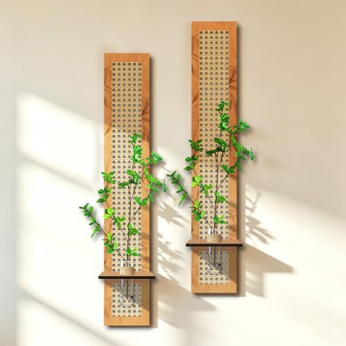 2PC Vertical Bamboo Weaving Wall Art, 47In x 8In by YOOSART