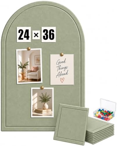 Large Arched Felt Bulletin Board, Sized 36" x 24" by Unknown