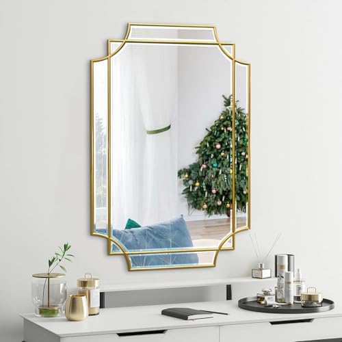 36"x24" Gold Rectangle Beveled Mirror - Image 7