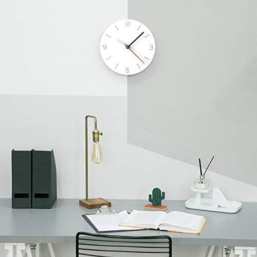 Stephanie Imports Modern Minimalist White & Pastel Purple Silent Wall Clock - Image 6