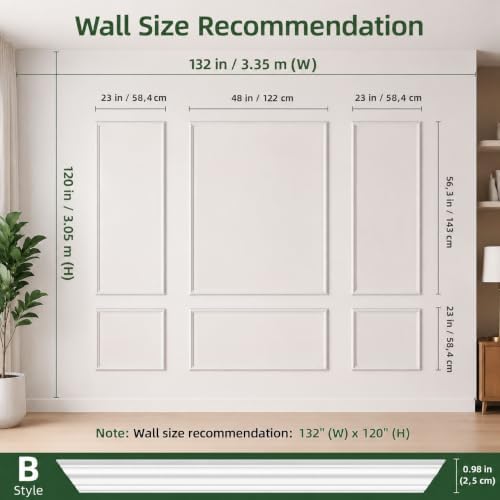 6 Pcs Pre-Cut Wall Molding Kit, Wainscoting Panels - Image 2