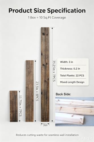 Rustic Brown Solid Wood Wall Planks, Nail Up Barn Panels 10 sq ft - Image 2