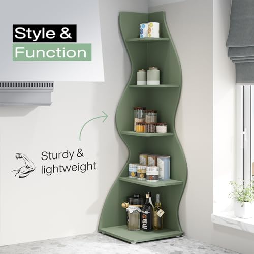 Tribesigns Corner Shelf, Modern 5-Tier Wall Corner Bookshelf, Stylish Corner - Image 6