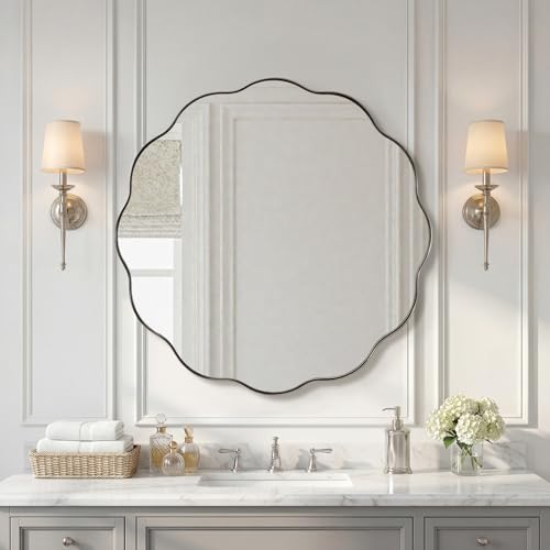 ANDY STAR Brushed Nickel Round Bathroom Mirror, 36 Inch Round Circle Mirror in by ANDYSTAR