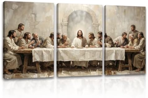 SIXWOOD Jesus The Last Supper Large Canvas Wall Art 3 Piece by SIXWOOD