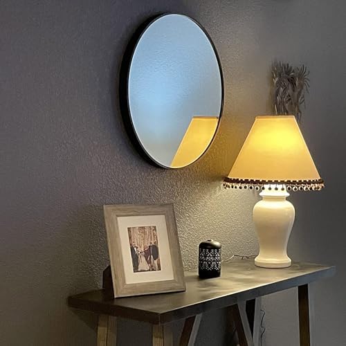 Oruii Small Round Mirror, 18 inch Circle Mirror, Matte Black Metal Frame - Image 5