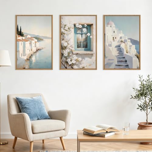 IARTTOP Large Blue Mediterranean Italian Framed Wall Art 24x36 Inch Neutral - Image 5
