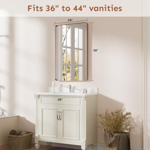 Kosmonia 36x24 Inch Bathroom Vanity Mirror Brushed Rose Gold - Image 2