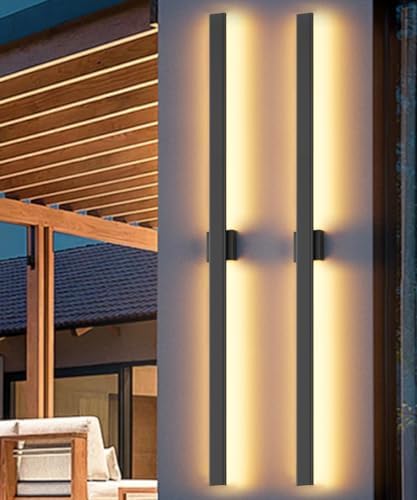 Aipsun 79" LED Outdoor Wall Light, Modern Black Exterior Lighting Fixture by Aipsun