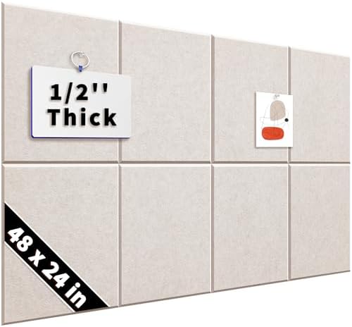 1/2'' Thick Cork-Bulletin Board Felt Wall Tiles Squares 12 x 12 in by Unknown