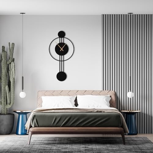Modern Geometric Metal Wall Clock – Handmade Black Metal Wall Art Clock - Image 2