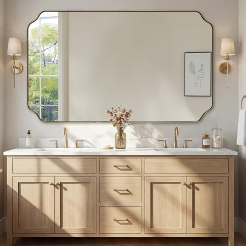 ANDY STAR 36"x60" Large Gold Mirror, Brushed Brass Rectangle Mirror by ANDYSTAR