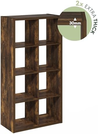 Furinno Cubicle 8-Cube Book Shelf, Extra Thick Frame Bookshelf, Amber Pine - Image 7