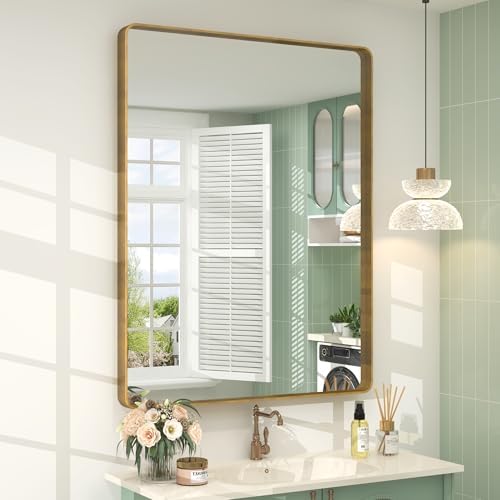 28x36 Inch Gold Framed Mirror for Bathroom by CHARMOR