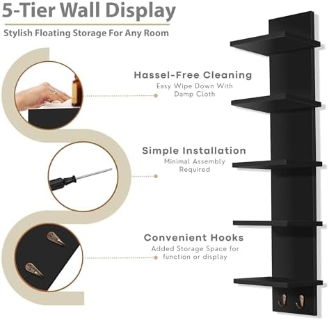 Sorbus 5-Tier Floating Wall Shelf - Image 6