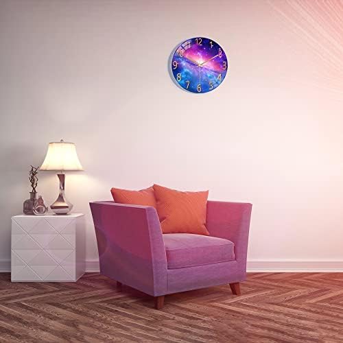 Lafocuse 12 Inch Glass Galaxy Purple Wall Clocks Battery Operated Space - Image 4